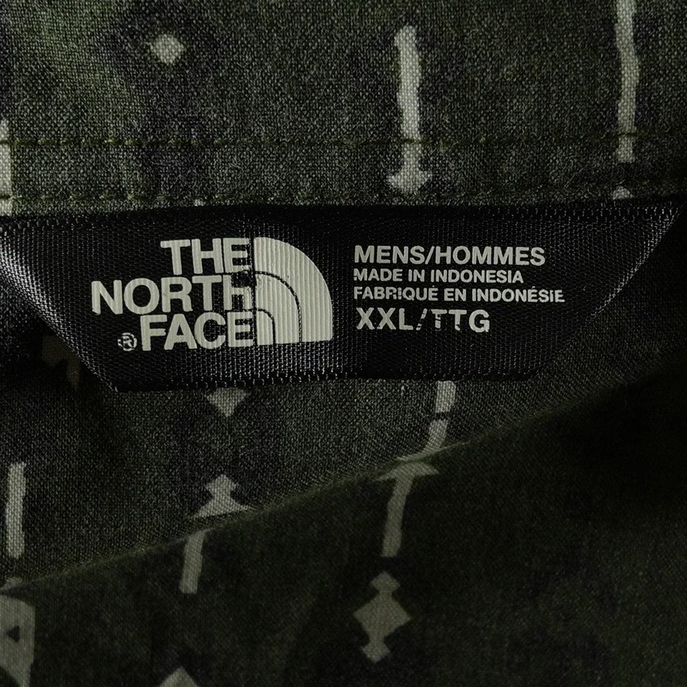 The North Face Shirt Mens XXL Green Geometric Arrow Print Short Sleeve Button Up